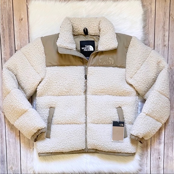 The North Face Jackets & Blazers - The North Face Women's Cream Sherpa Puffer Jacket with Tan Yoke